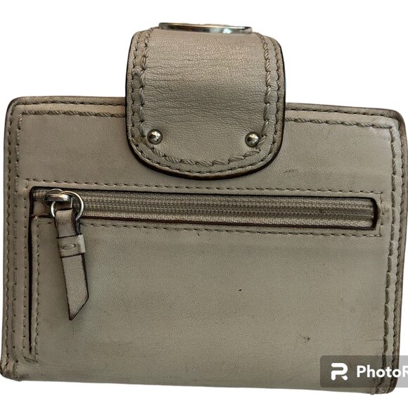 Coach Womens Wallet Bifold Turnlock Solid‎ Off White Leather - Picture 5 of 5